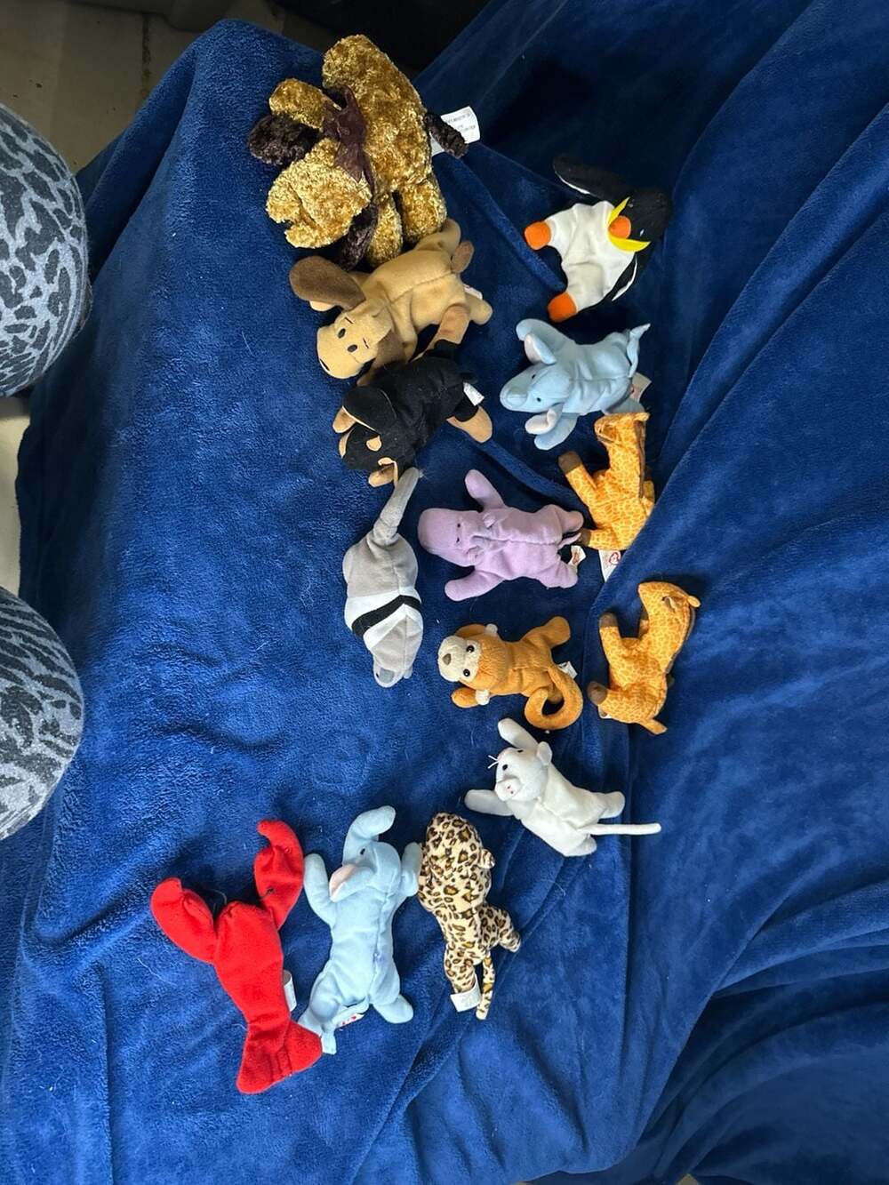 Lot of 13 Vintage Ty Beanie Babies & Plush including Peanut, Waddle, and Pincher